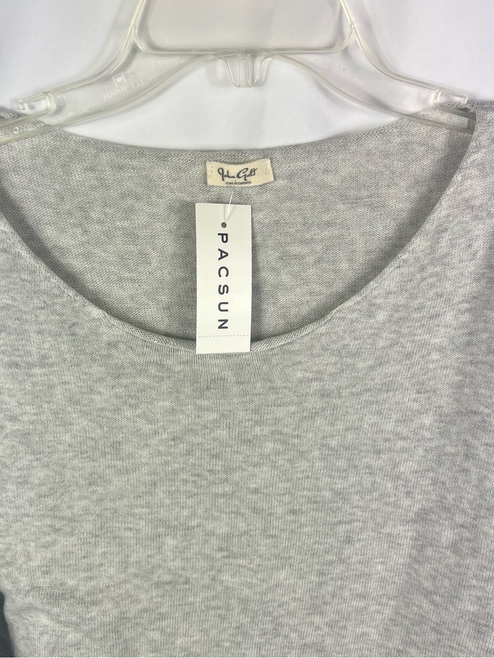 PacSun Light Gray Cropped Scoop Neck Long Sleeve Top - Picture 5 of 8
